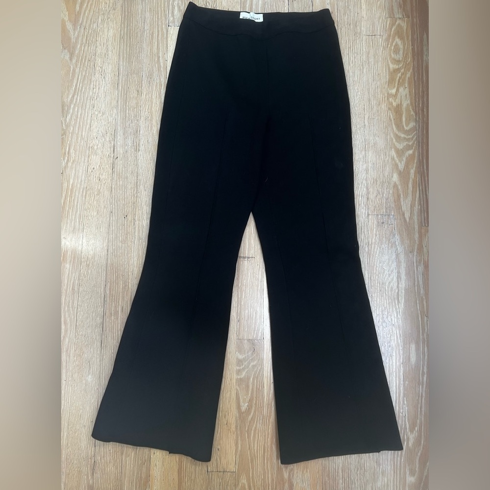 High Sport black jacquard cropped kick flare pants used Medium